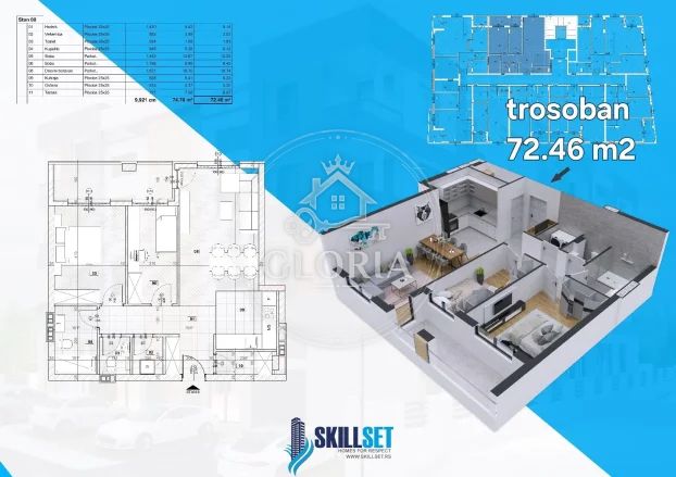 Однокомнатная квартира, 45 м², Лештане, Гроцка, фото 11
