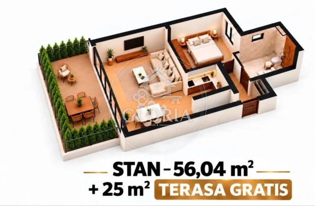 1,5-комнатная квартира, 56 м², Вождовац